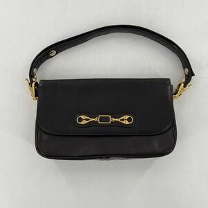 Vintage MCM Susan Gail Leather Shoulder Bag Rare Gold Spur Accents Quiet Luxury